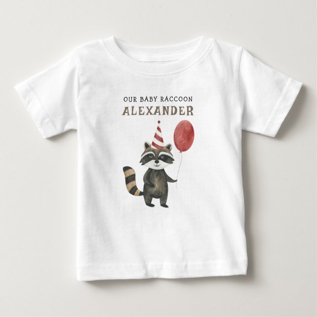 Camiseta De Bebé Raccoon First Birthday  (Anverso)
