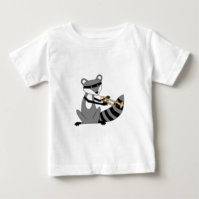 Camiseta De Bebé Raccoon jugando a la trompeta (Anverso)
