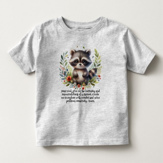 Camiseta De Bebé Raccoon Woodland Kids Christian Prayer | (Anverso)