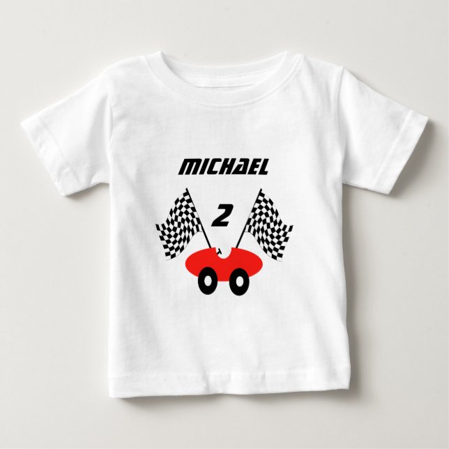 Camiseta De Bebé Race Car/ Personalizable (Anverso)