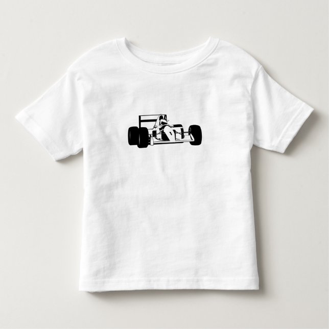 Camiseta De Bebé Race Car Silhouette blanco y negro (Anverso)