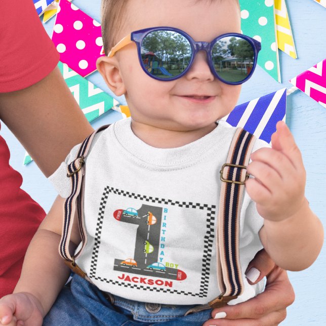 Camiseta De Bebé Race Cars First Birday Boy (Subido por el creador)