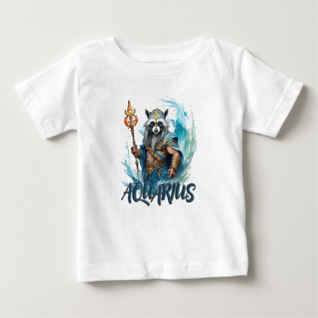 Camiseta De Bebé racoon Aquarius, signo zodiaco (Anverso)