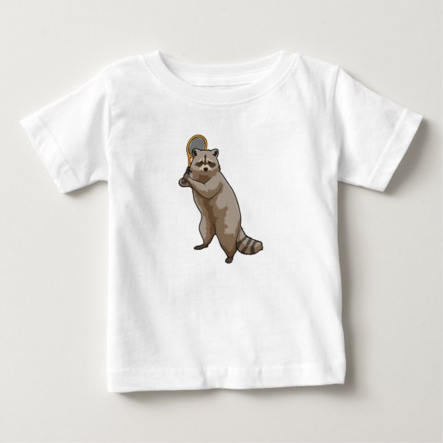 Camiseta De Bebé Racoon at Tennis with Tennis racket (Anverso)