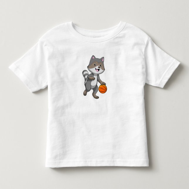Camiseta De Bebé Racoon como jugador de baloncesto con baloncesto (Anverso)