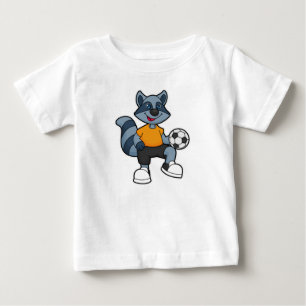 Camiseta De Bebé Racoon como jugador de fútbol con pelota de fútbol