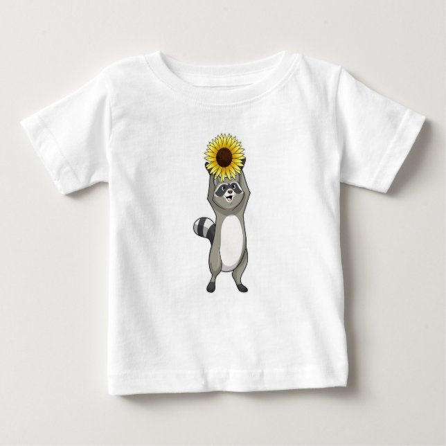 Camiseta De Bebé Racoon con girasol (Anverso)