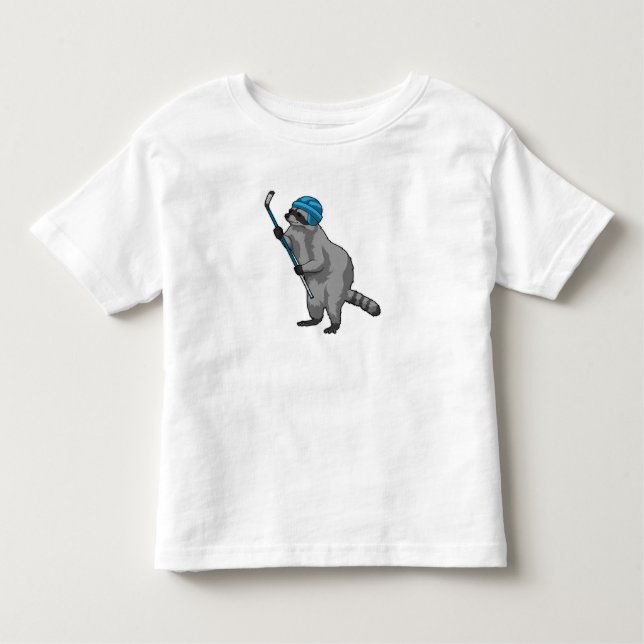 Camiseta De Bebé Racoon en hockey sobre hielo con bastón de hockey  (Anverso)