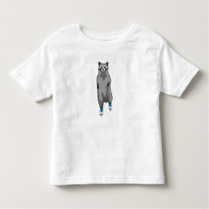 Camiseta De Bebé Racoon en patinaje sobre hielo con patines de hiel