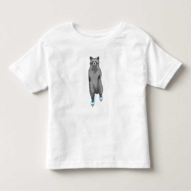 Camiseta De Bebé Racoon en patinaje sobre hielo con patines de hiel (Anverso)