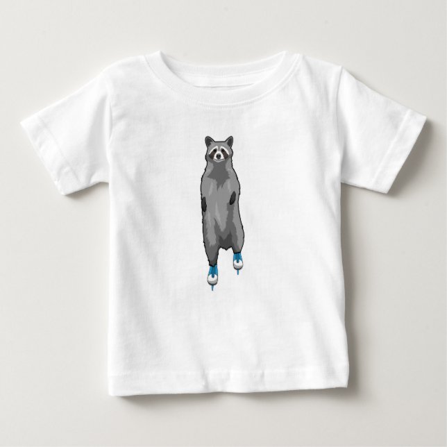 Camiseta De Bebé Racoon en patinaje sobre hielo con patines de hiel (Anverso)