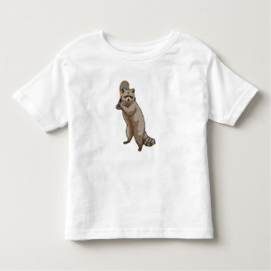 Camiseta De Bebé Racoon en tenis con raqueta de tenis