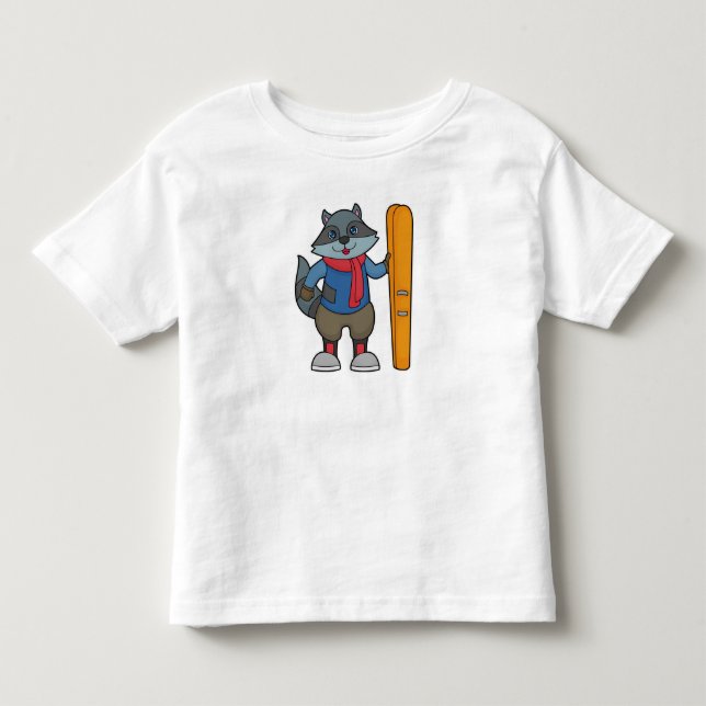 Camiseta De Bebé Racoon Skier Ski (Anverso)