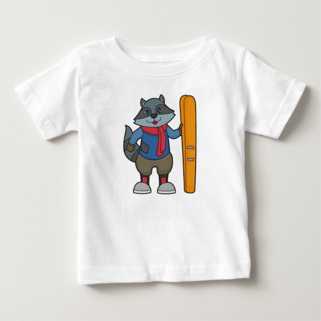 Camiseta De Bebé Racoon Skier Ski (Anverso)