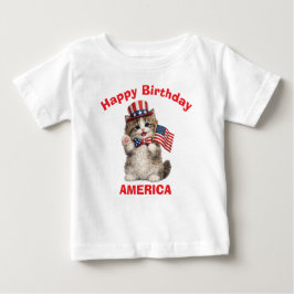 Camiseta De Bebé Ragamuffin Kitten (1i) Patriotic Kid T-Shirt