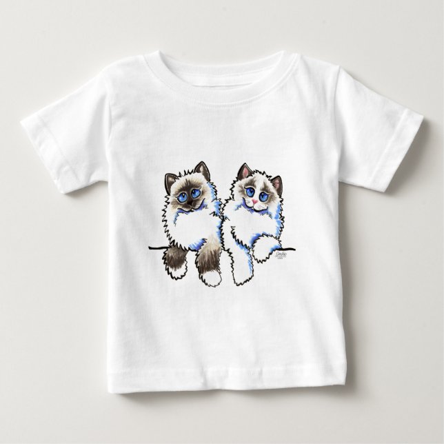 Camiseta De Bebé Ragdoll Cats par de muñecas Off-Leash Art™ (Anverso)