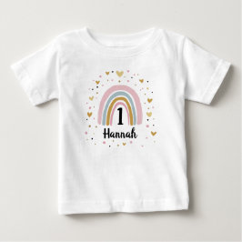Camiseta De Bebé Rainbow First Birthday Baby Shirt One Year Old