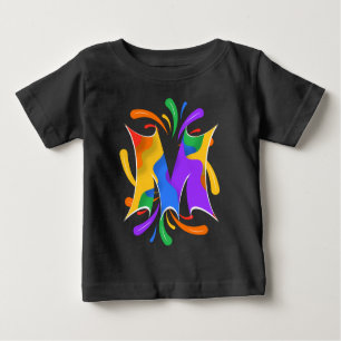 Camiseta De Bebé Rainbow Letter M Monogram Abstract
