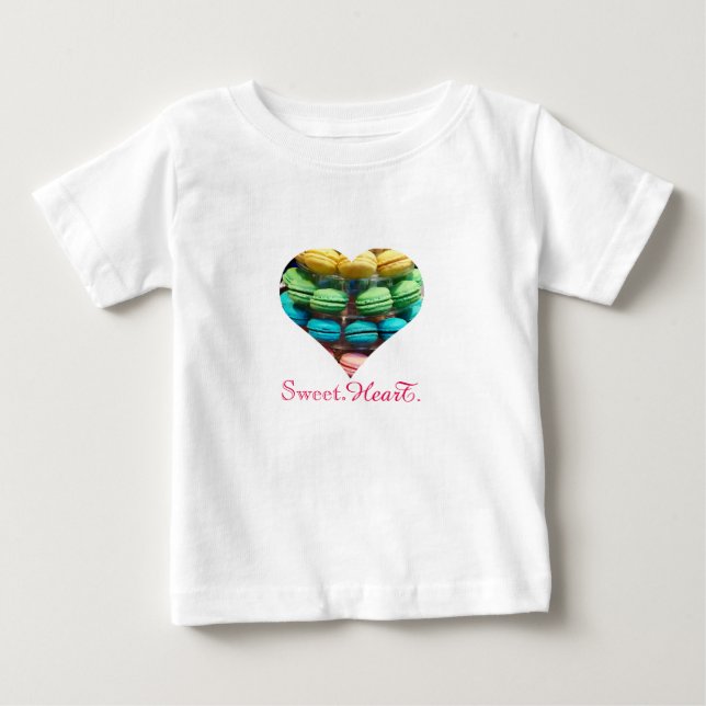 Camiseta De Bebé Rainbow Macaron Corazón dulce (Anverso)