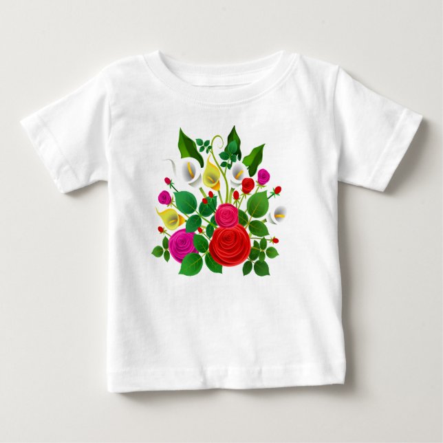 Camiseta De Bebé Ramo de Flores Acuarela-47149 (Anverso)