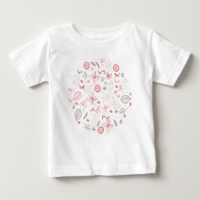 Camiseta De Bebé Ramo de flores rosadas que florecen suavemente (Anverso)