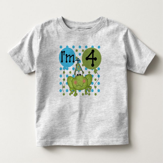 Camiseta De Bebé Rana azul 4 cumpleaños (Anverso)