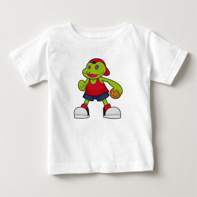 Camiseta De Bebé Rana como jugador de baloncesto con baloncesto (Anverso)
