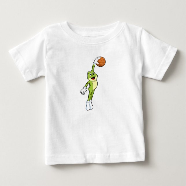 Camiseta De Bebé Rana como jugador de baloncesto con baloncesto.PNG (Anverso)