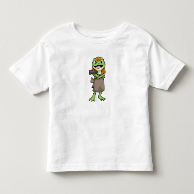 Camiseta De Bebé Rana como peluquero con secador de pelo (Anverso)