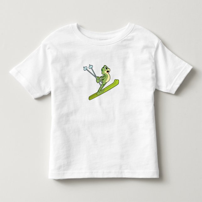 Camiseta De Bebé Rana como saltador de esquí con Ski.PNG (Anverso)