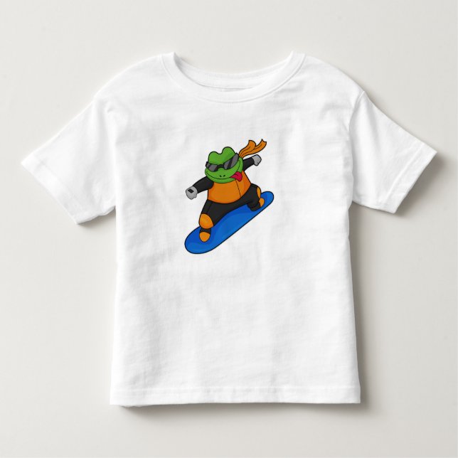 Camiseta De Bebé Rana como snowobarder con Snowboard (Anverso)