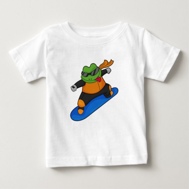 Camiseta De Bebé Rana como snowobarder con Snowboard (Anverso)
