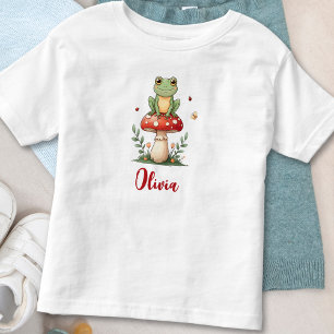 Camiseta De Bebé Rana Cuta en hongos rojos