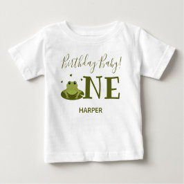 Camiseta De Bebé Rana Cuta Un Nombre Primer Cumpleaños