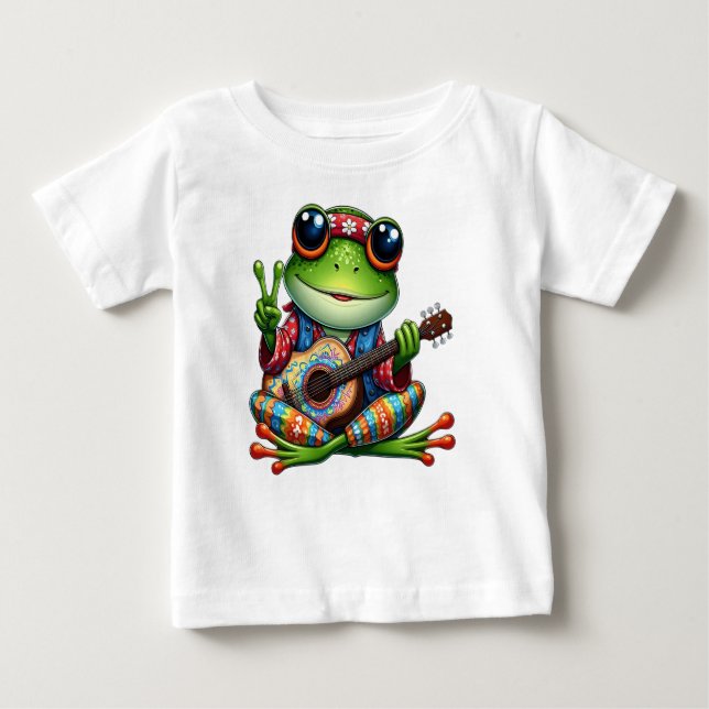 Camiseta De Bebé Rana Cute Guitar (Anverso)