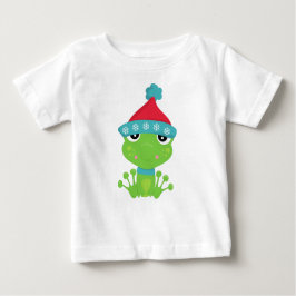 Camiseta De Bebé Rana de invierno, Rana dulce, Rana verde, bufanda,