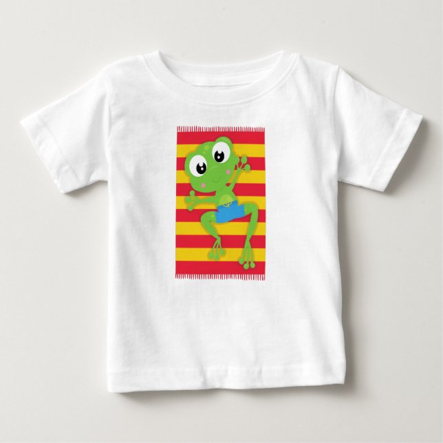 Camiseta De Bebé Rana dulce, Rana pequeña, Rana verde, Toalla de pl (Anverso)