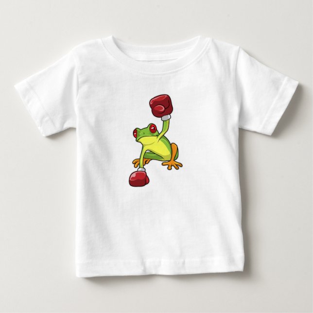 Camiseta De Bebé Rana en boxeo con guantes de boxeo (Anverso)