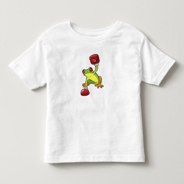 Camiseta De Bebé Rana en boxeo con guantes de boxeo (Anverso)
