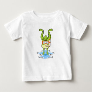Camiseta De Bebé Rana en buceo con tubo