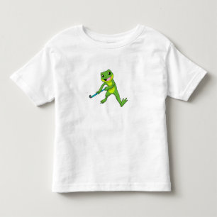 Camiseta De Bebé Rana en hockey con bate de hockey