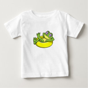 Camiseta De Bebé Rana en Natación con anillo de natación