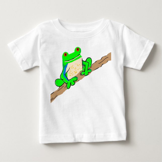 Camiseta De Bebé Rana en un tronco (Anverso)