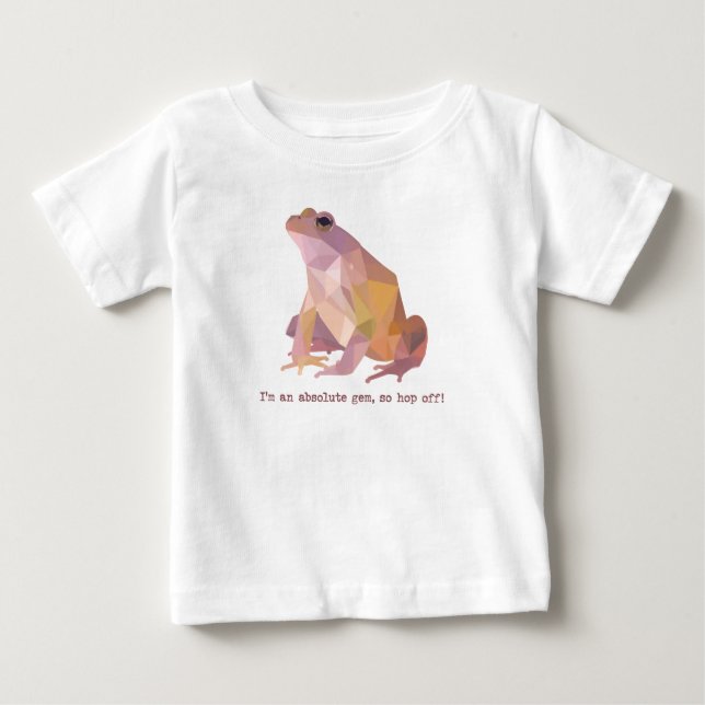Camiseta De Bebé Rana Low Poly “Soy una joya absoluta” (Anverso)