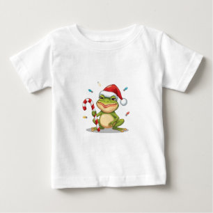 Camiseta De Bebé Rana Navideña Adorable Con Caña De Caramelo - Dive