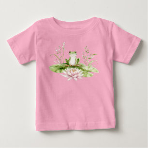Camiseta De Bebé Rana verde acuarela 