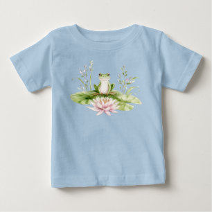 Camiseta De Bebé Rana verde acuarela