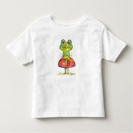Camiseta De Bebé Rana verde dulce en toadstool