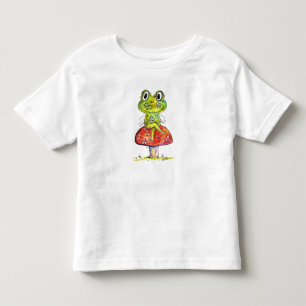 Camiseta De Bebé Rana verde dulce en toadstool