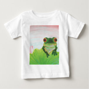 Camiseta De Bebé Rana verde relajándose en el estanque